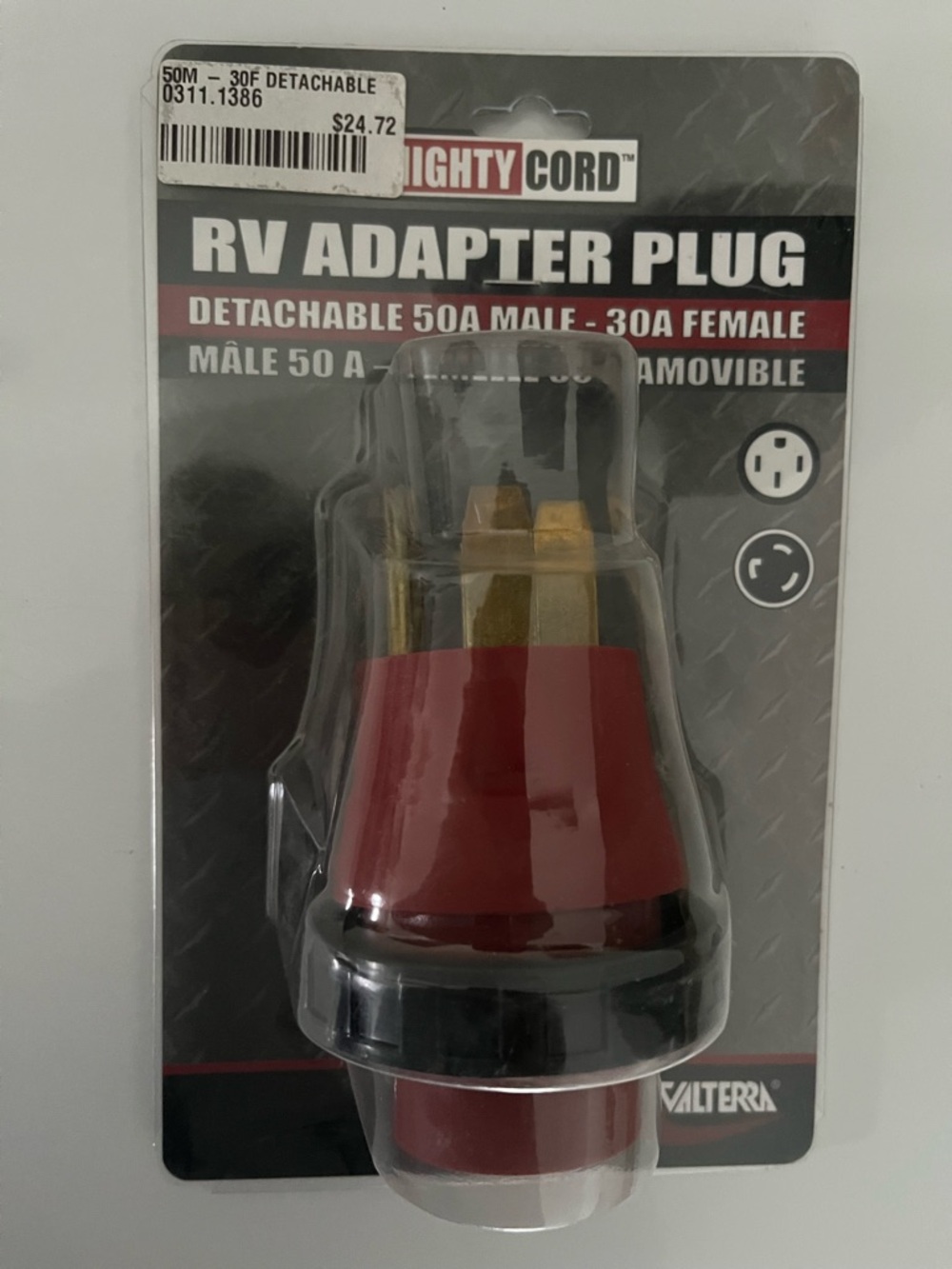 Valterra MightyCord RV Adapter Plug - Red/Black